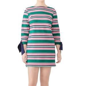 Draper James X ELOQUII Colorful Striped Ponte Tie Sleeve Shift Dress Women 14/16